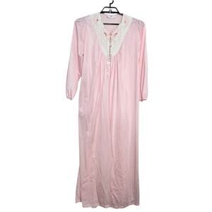 Vintage Peignoir Set Size Medium Pink Nylon Robe Nightgown Ashley Ames